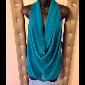 Sheer High Neck Open front Top